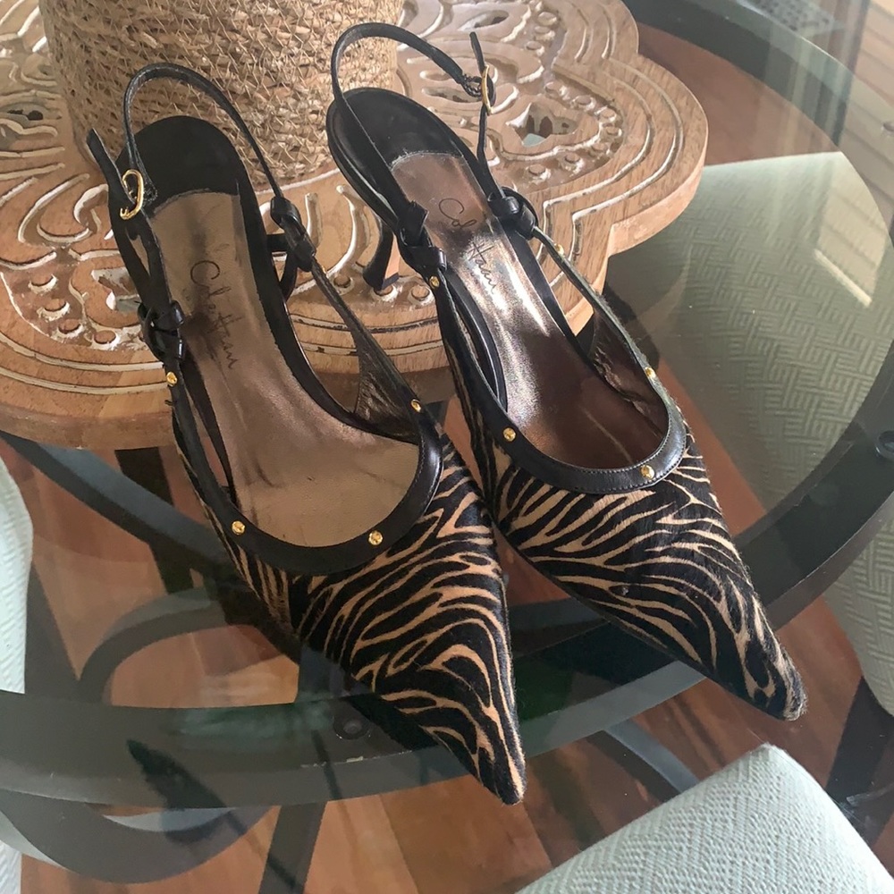 Cole Haan calf hair kitten heels